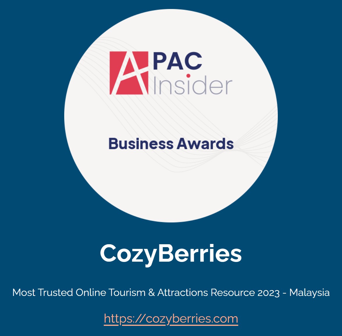 Anugerah APAC Insider Business Sumber Daya Tarikan Pelancongan Dalam Talian Paling Dipercayai 2023 Malaysia 1