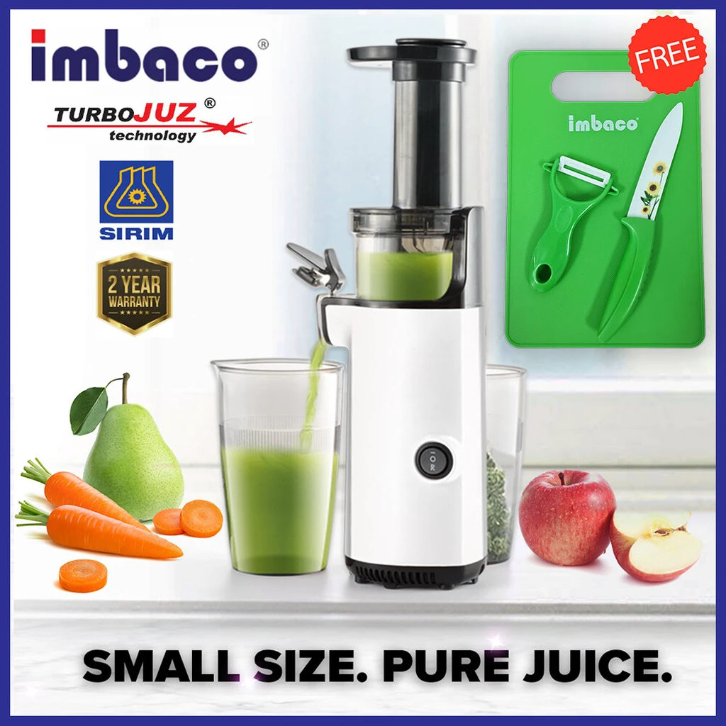 ImbacoApache TurboJUZ Mini Juicer Perlahan JZ01 Pengekstrak Jus Sayuran Buah-buahan Tulen Pembuat Jus Padat Mudah Alih Pengisar Komersial Jus Masticating