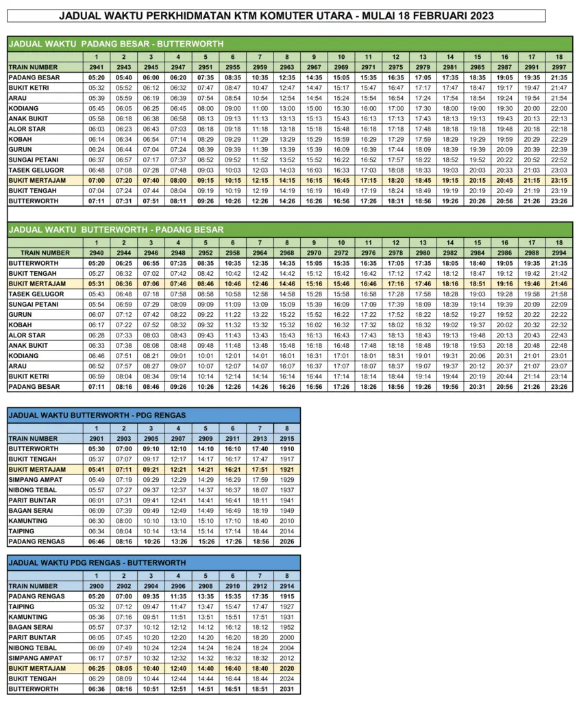 KTM Komuter Utara Timetable 1