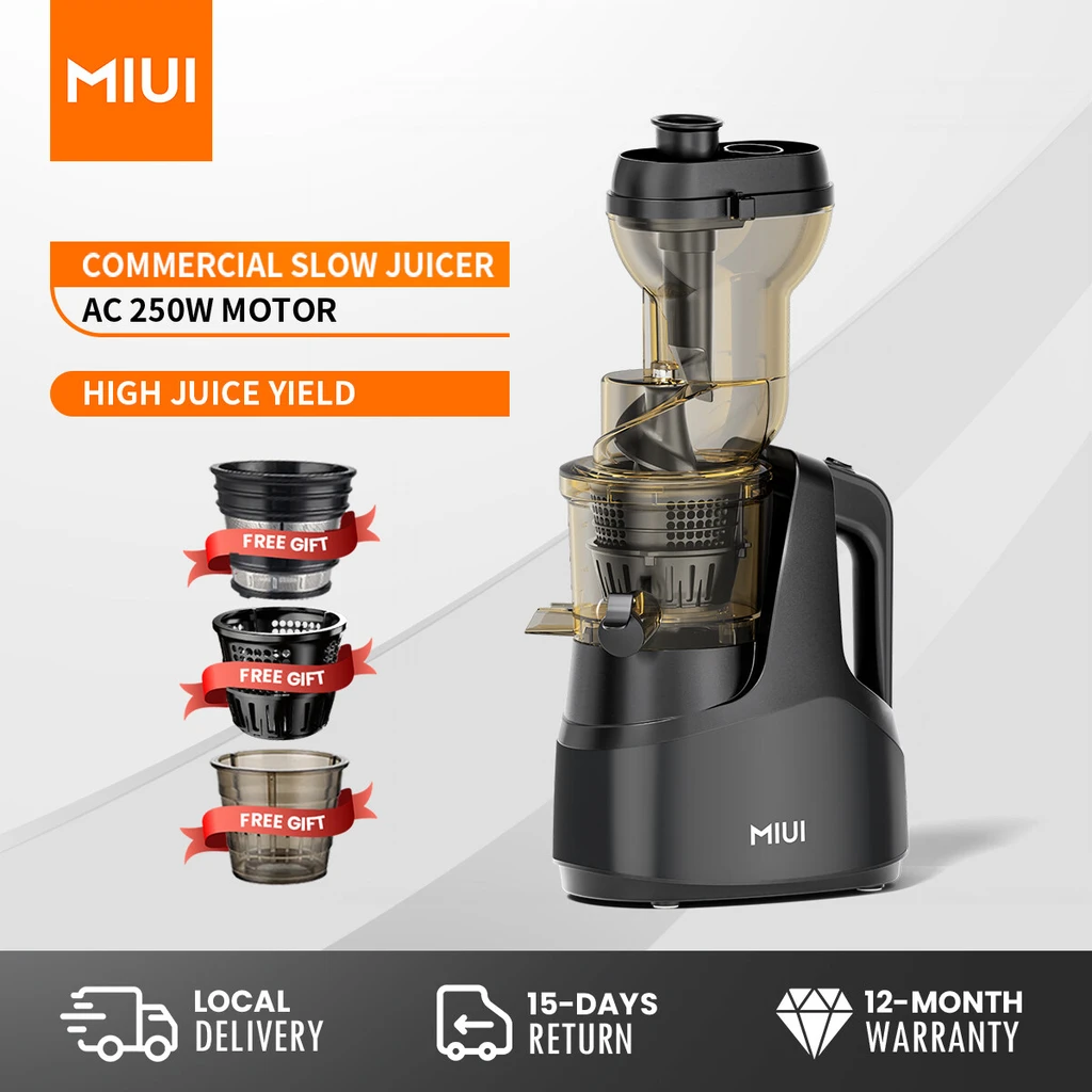 MIUI Flagship Slow Juicer 7 Segment helical cold press with Patented Filter Free unique strainer Commercial ACMotor 2020 Flagship Model