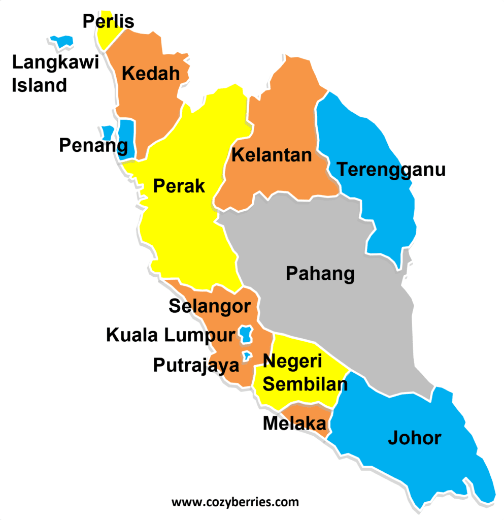 Peta Malaysia: Semenanjung Malaysia, Malaysia Barat, Peta Malaysia