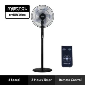 Mistral 16 Stand Fan with Remote Control Wood Design