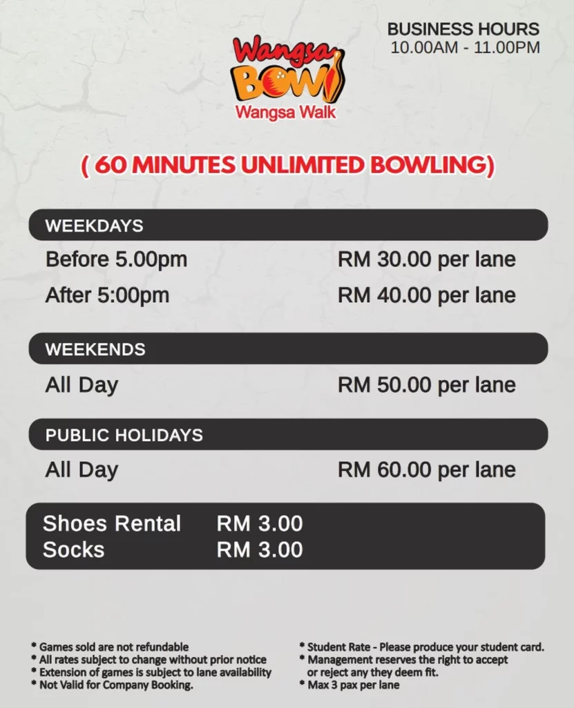 Wangsa Bowl @ Wangsa Walk Harga Bowling 2