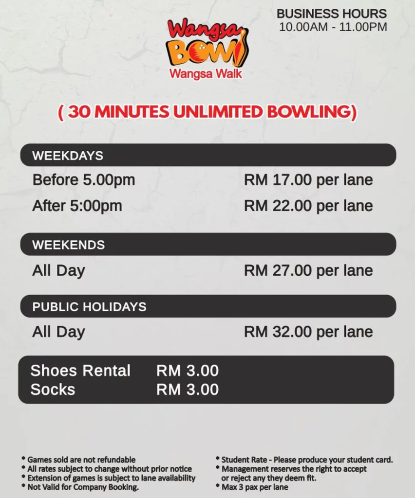 Wangsa Bowl @ Wangsa Walk Bowling Price